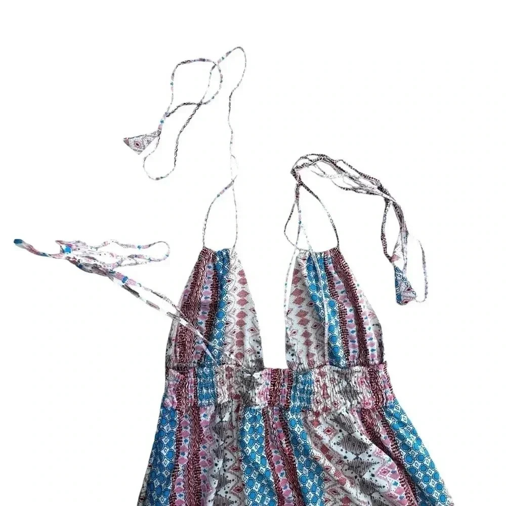 Lulu Print Backless V Neck Slip Maxi Dress - Picture 15 of 16